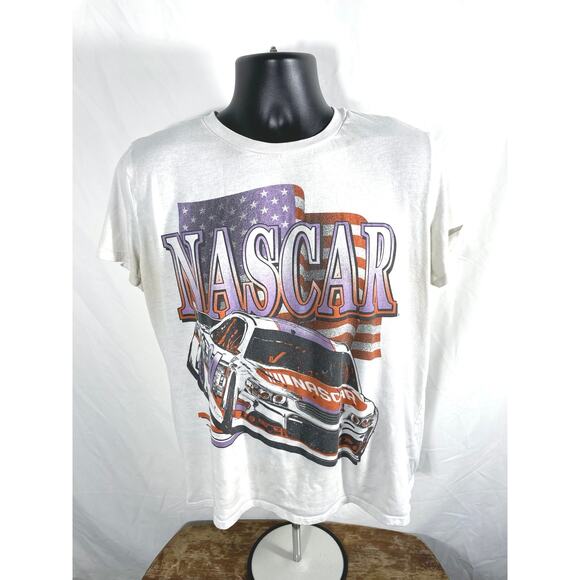 NASCAR Graphic T-Shirt White Racing Car Tee 2XL fits Medium - Picture 1 of 7